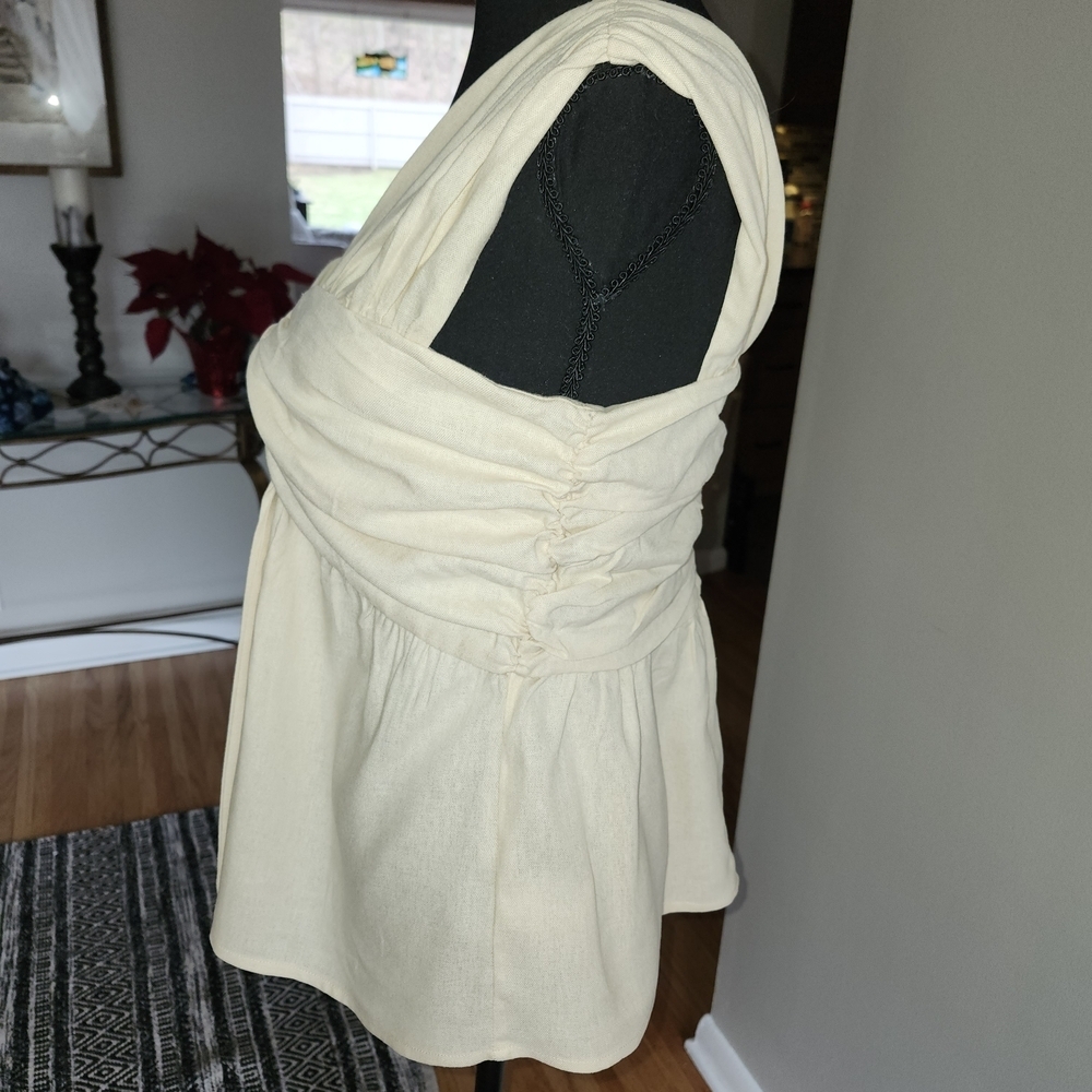 NWT INC International Concepts Cream One-Shoulder Blouse - Picture 3 of 5